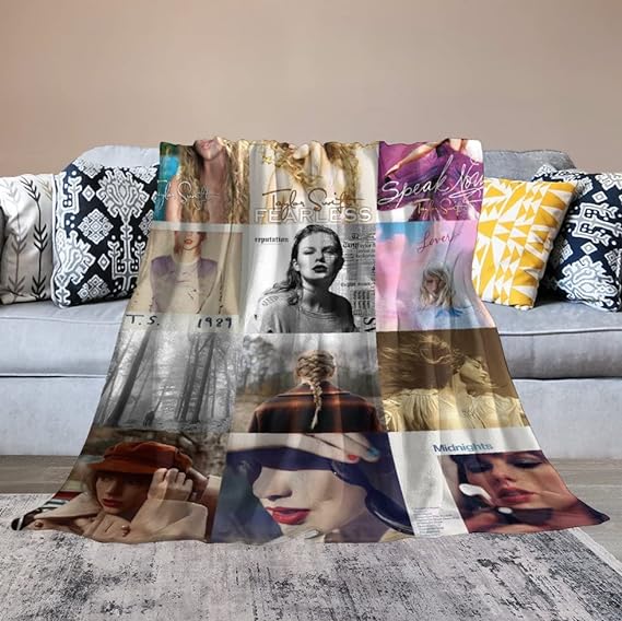 Taylor Swift Music Album Covers, Photo Collage Throw Blanket, Gift for Fans Music Lover