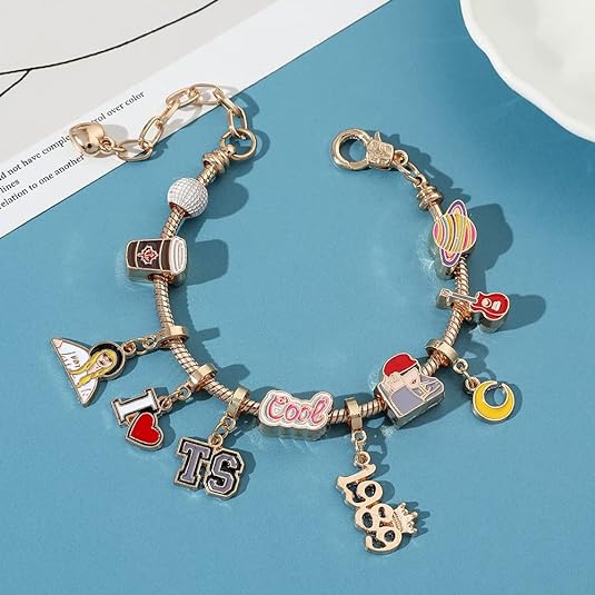 Gold Bracelet with Taylor Swift Theme, Merch Jewelry for Music Lover