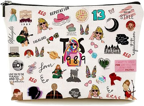 Taylor Swift Makeup Bag for Fans, Cosmetic Bag Albums & Inspired Singer Merch Music Lover Fans Gifts for Women Girls