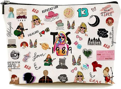 Taylor Swift Makeup Bag for Fans, Cosmetic Bag Albums & Inspired Singer Merch Music Lover Fans Gifts for Women Girls