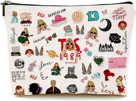 Taylor Swift Makeup Bag for Fans, Cosmetic Bag Albums & Inspired Singer Merch Music Lover Fans Gifts for Women Girls