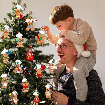 15 Pcs Gingerbread Christmas Decoration for Tree, Cooking Gingerbread Man Christmas Ornaments Hanging Decor Christmas Tree Decor Party Supplies