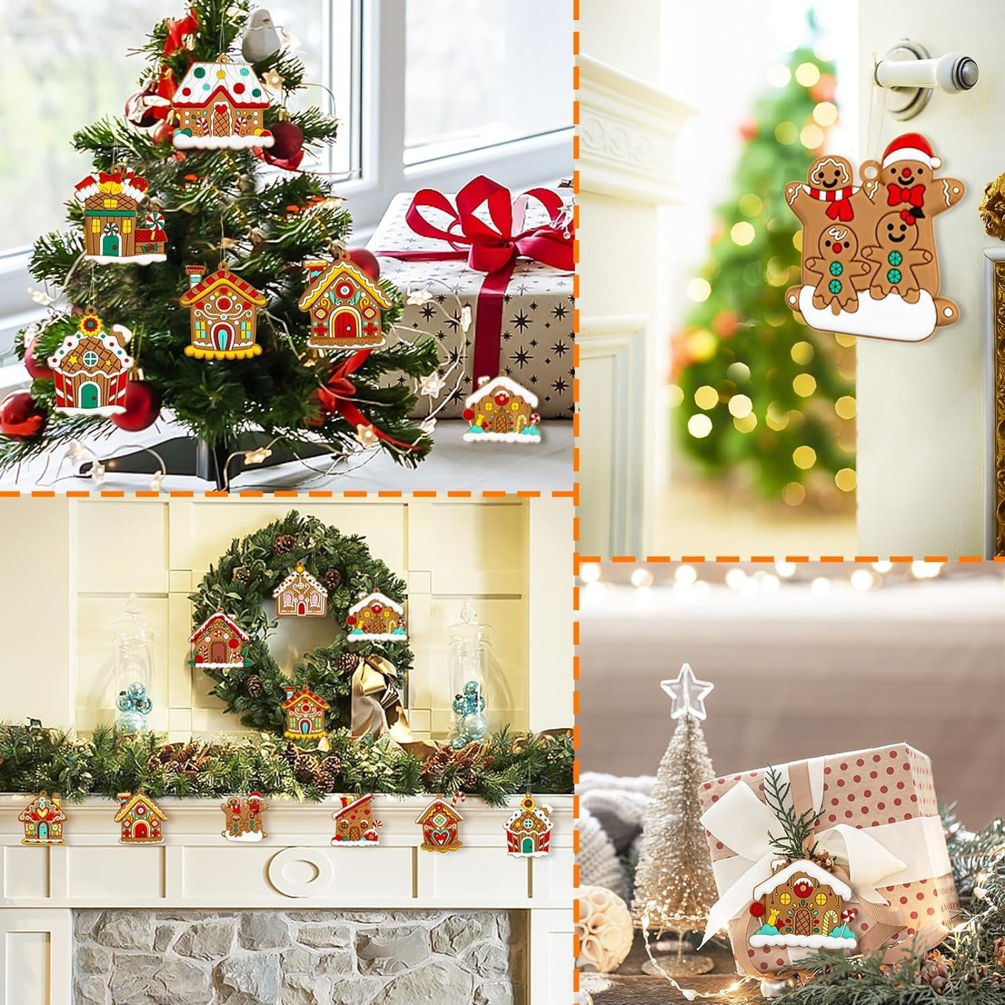 12 Pcs Christmas Hanging Tree Ornaments House Xmas Tree Hanging Decorations Home Figurines Presents for Xmas Home