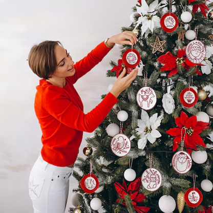 Jolly and Bright Hand Embroidery Christmas Ornaments Kit, Christmas Embroidery Kits for Adults, Hand Embroidery Kit for Beginners