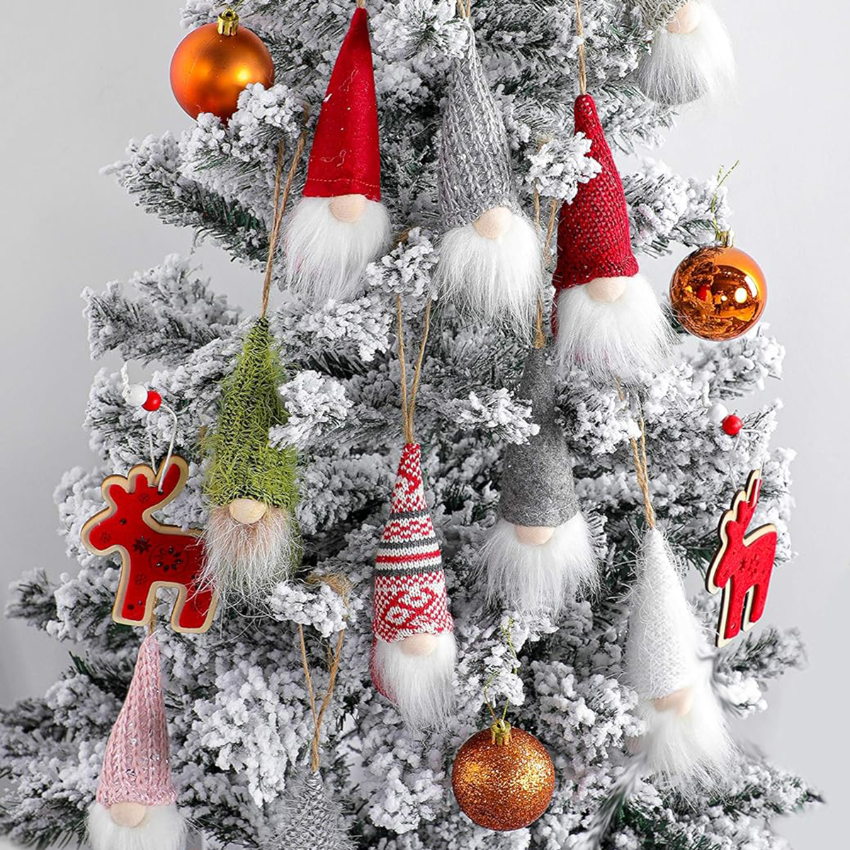 10 Pcs Christmas Tree Hanging Gnomes Ornaments, Swedish Handmade Plush Gnomes Santa Elf Hanging Home Decorations Holiday Decor