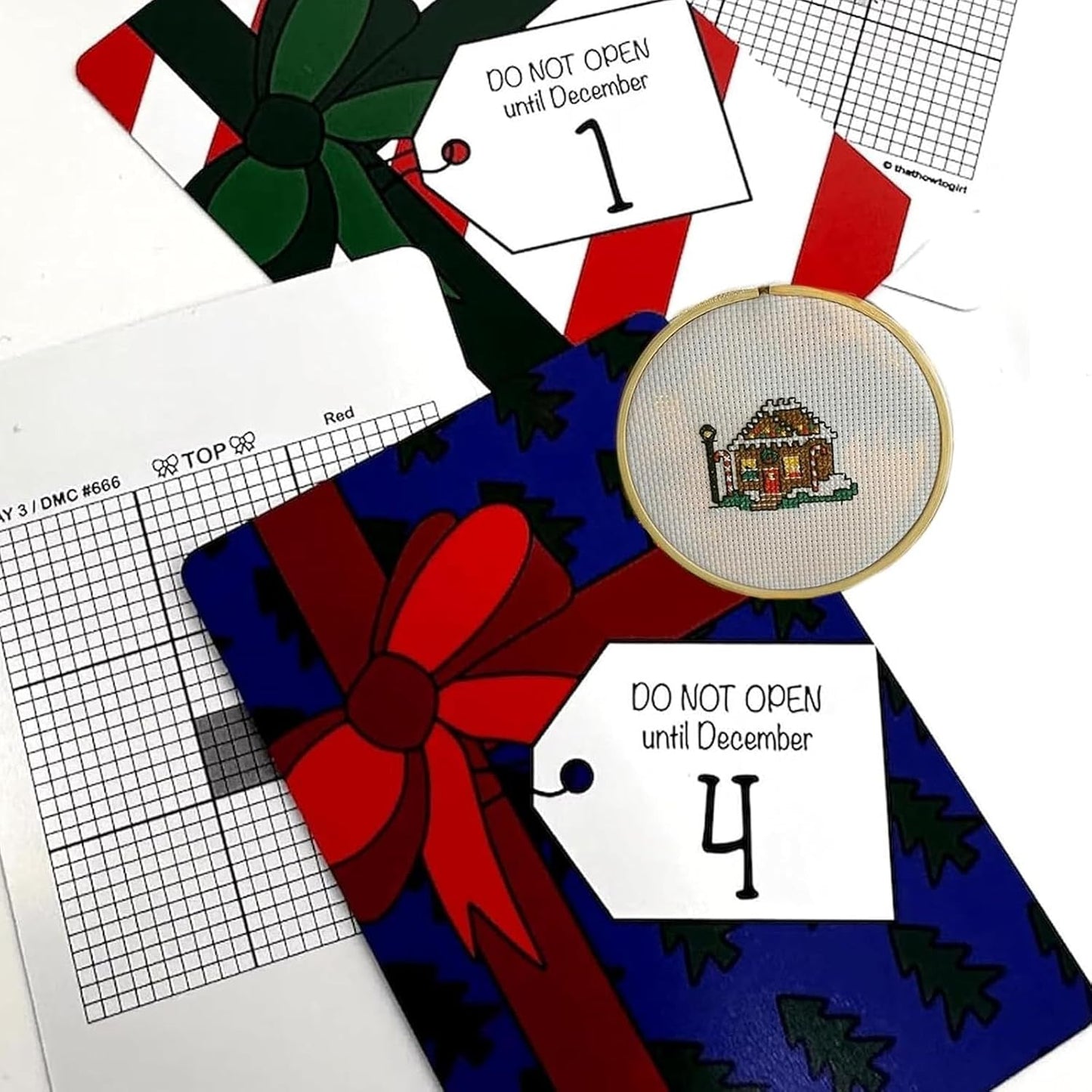 Christmas Cross Stitch Advent Calendar - Cross Stitch Advent Calendar 2024, Christmas Countdown Embroidery Kit, Christmas Advent Calendar Cross Stitch Patterns for Beginners and Craft Lovers