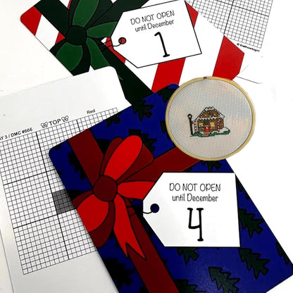 Christmas Cross Stitch Advent Calendar - Cross Stitch Advent Calendar 2024, Christmas Countdown Embroidery Kit, Christmas Advent Calendar Cross Stitch Patterns for Beginners and Craft Lovers
