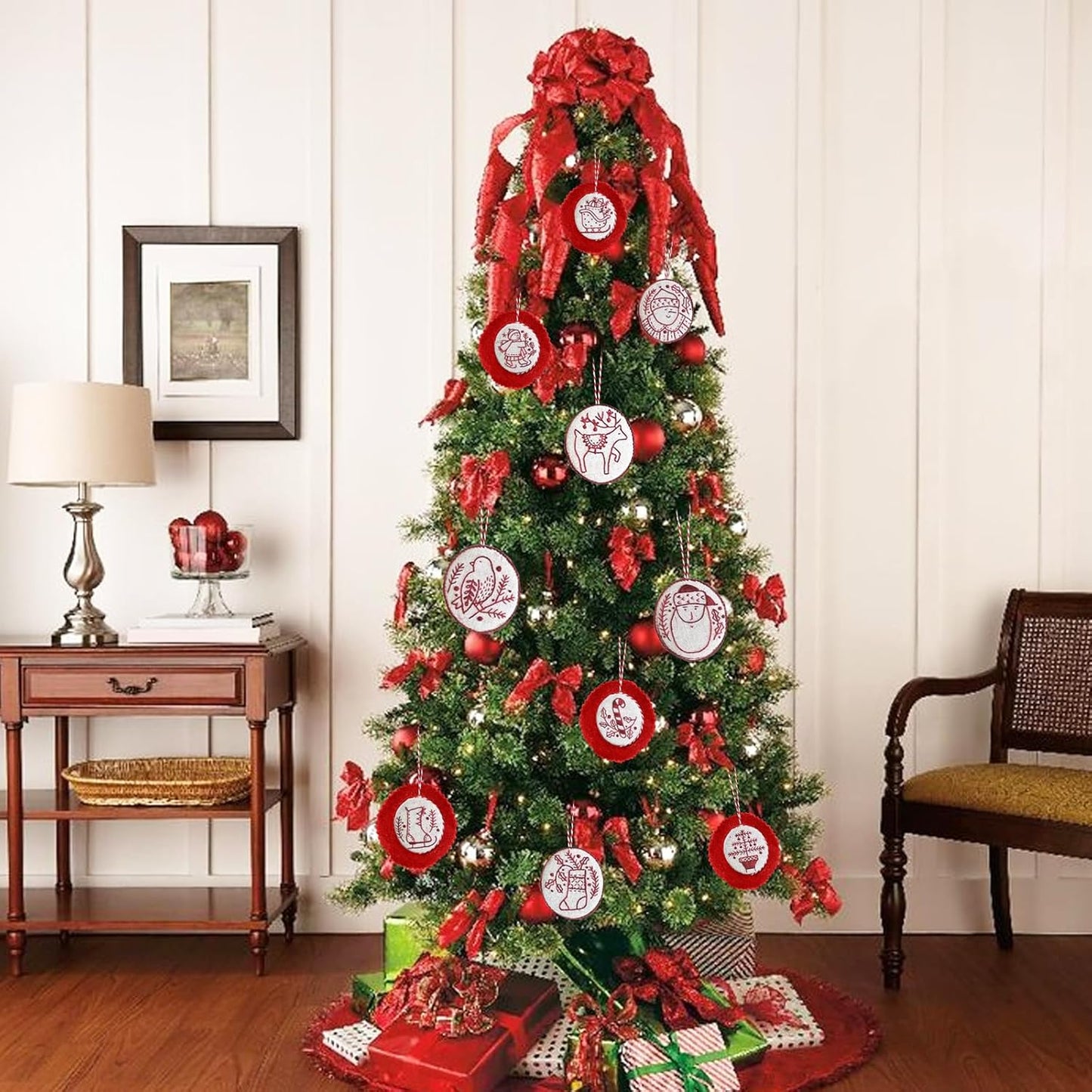 Jolly and Bright Hand Embroidery Christmas Ornaments Kit, Christmas Embroidery Kits for Adults, Hand Embroidery Kit for Beginners