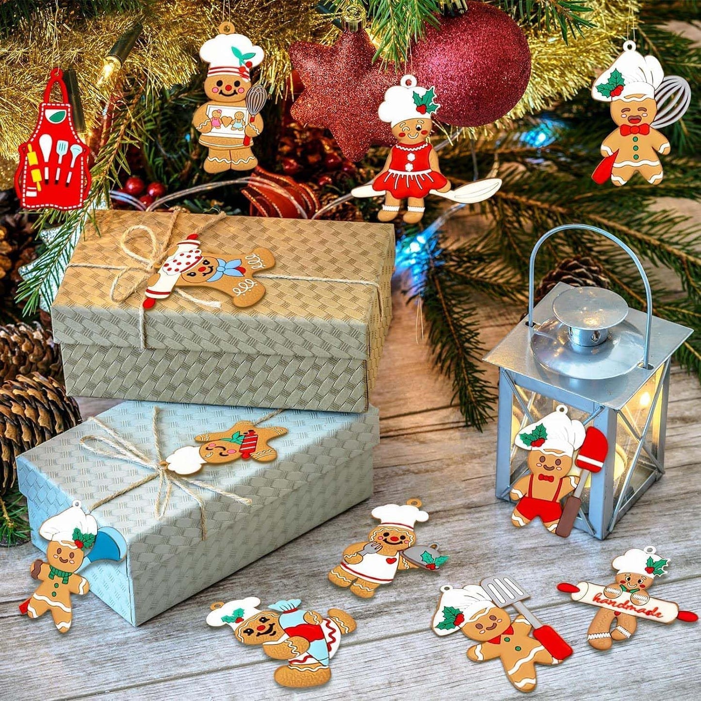 15 Pcs Gingerbread Christmas Decoration for Tree, Cooking Gingerbread Man Christmas Ornaments Hanging Decor Christmas Tree Decor Party Supplies