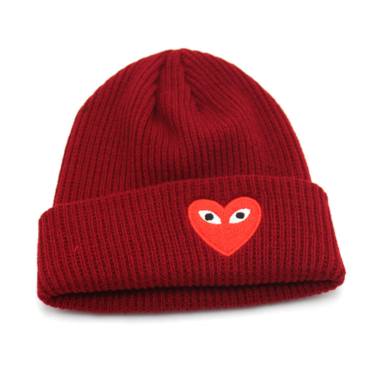 Soft Beanies Winter Love Heart Pattern Knitted Hats
