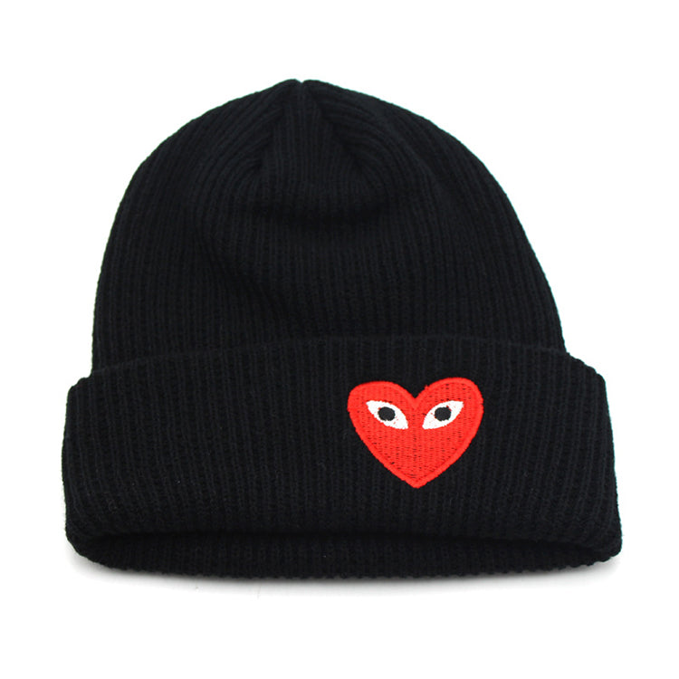 Soft Beanies Winter Love Heart Pattern Knitted Hats
