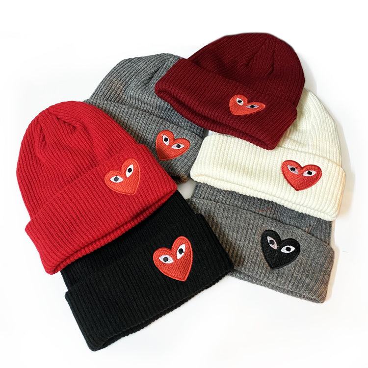 Soft Beanies Winter Love Heart Pattern Knitted Hats