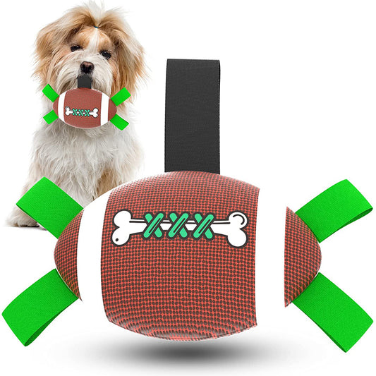 Interactive Rugby Ball Toy for Outdoor Dog Toy with Grab Tabs