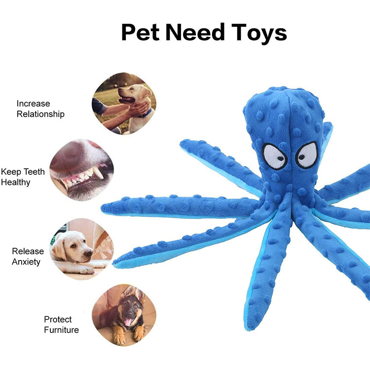 2 Pack Dog Octopus Squeaky Toys