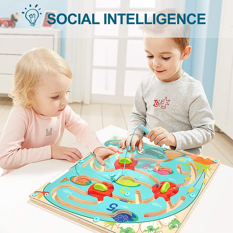 Wooden Educational Activity Board Magnetic Maze Puzzle Toy