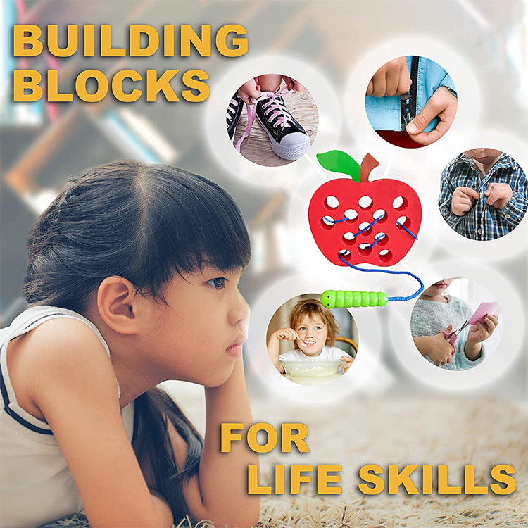 4 Pcs Fruit Lacing Plastic Threading Toy