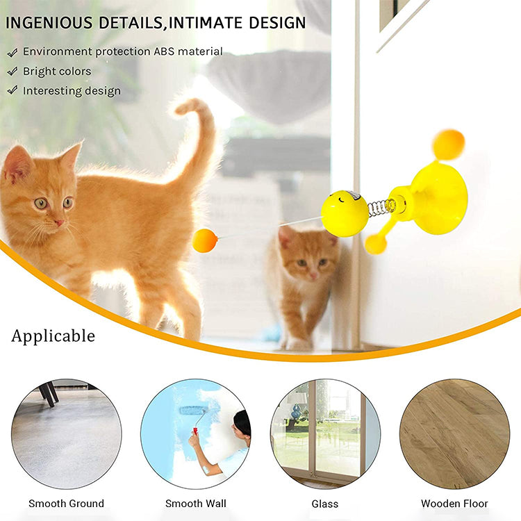 Interactive Cat Toys Smiley Windmill Feather Ball