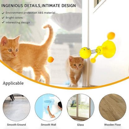 Interactive Cat Toys Smiley Windmill Feather Ball