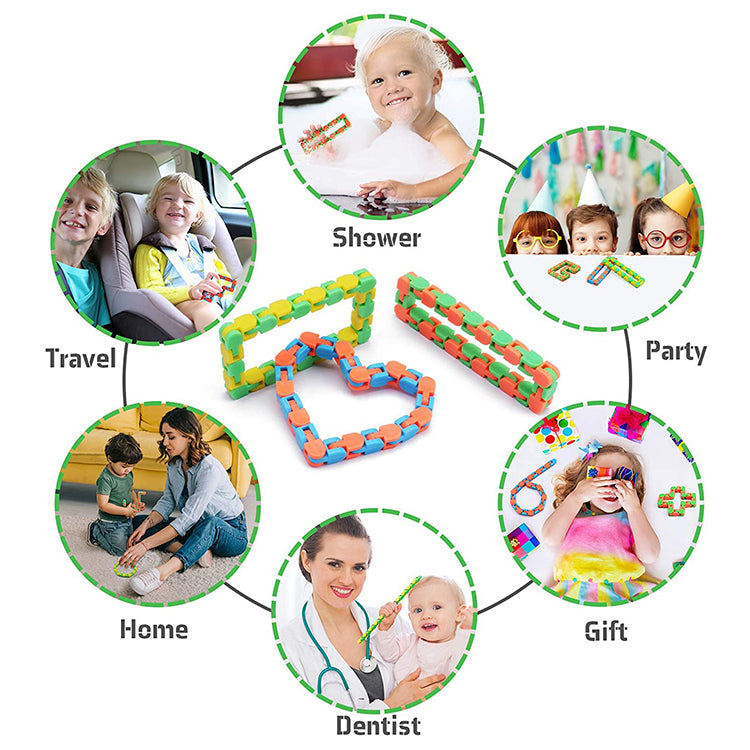 6Pcs Wacky Tracks Snap and Click Fidget Toys