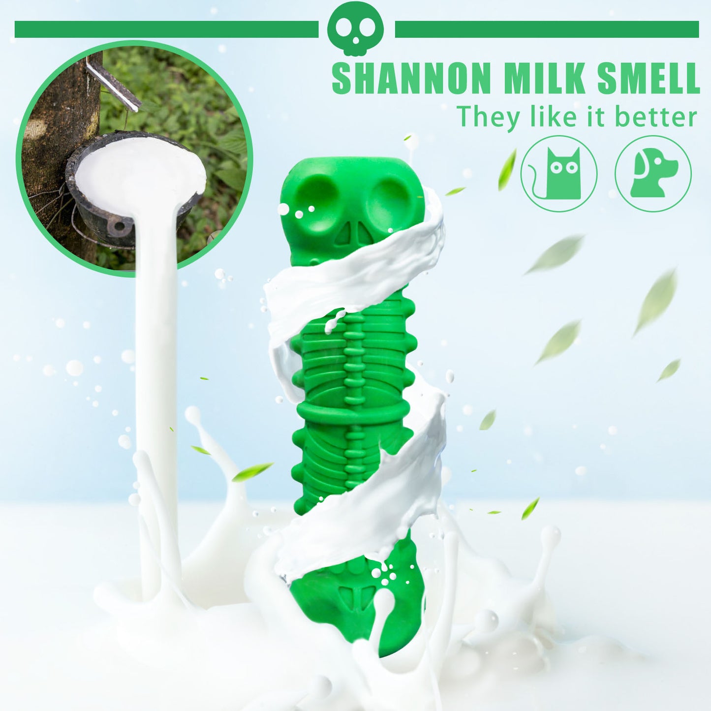 Dog Toothbrush Durable Milk Flavor Skull Dental Care Toys