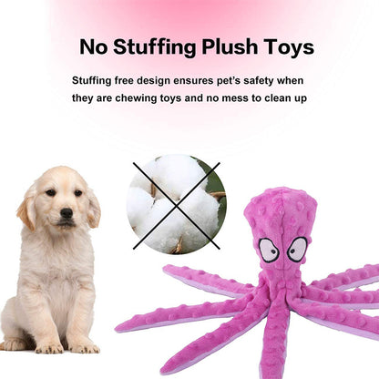 2 Pack Dog Octopus Squeaky Toys