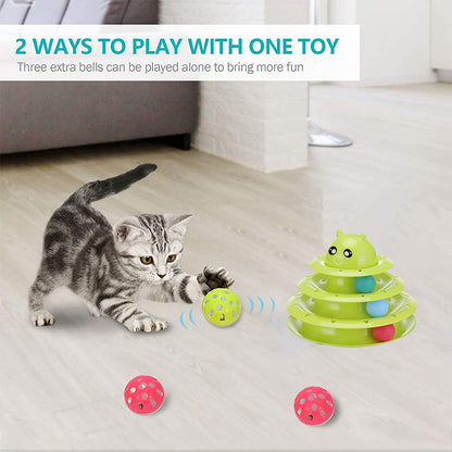 3 Level Tower Roller Ball Cat To with Colorful Balls