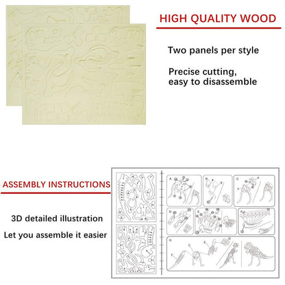 6 Piece 3D Wooden Dinosaur Puzzle Set