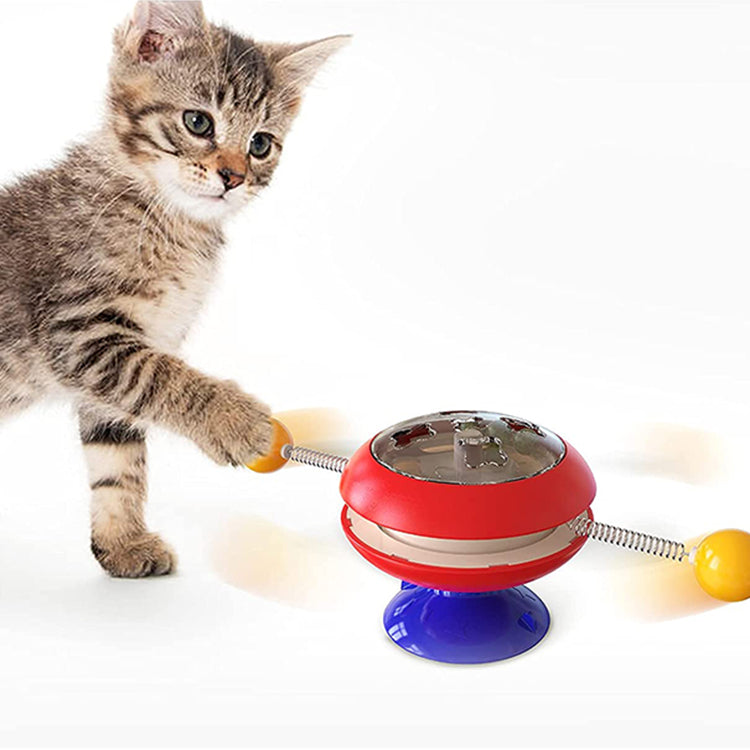 Windmill Cat Toy Balls, Interactive Cat Catnip Toy with Strong Suction Cup