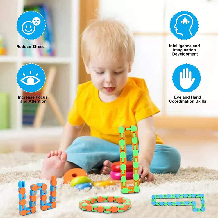 6Pcs Wacky Tracks Snap and Click Fidget Toys