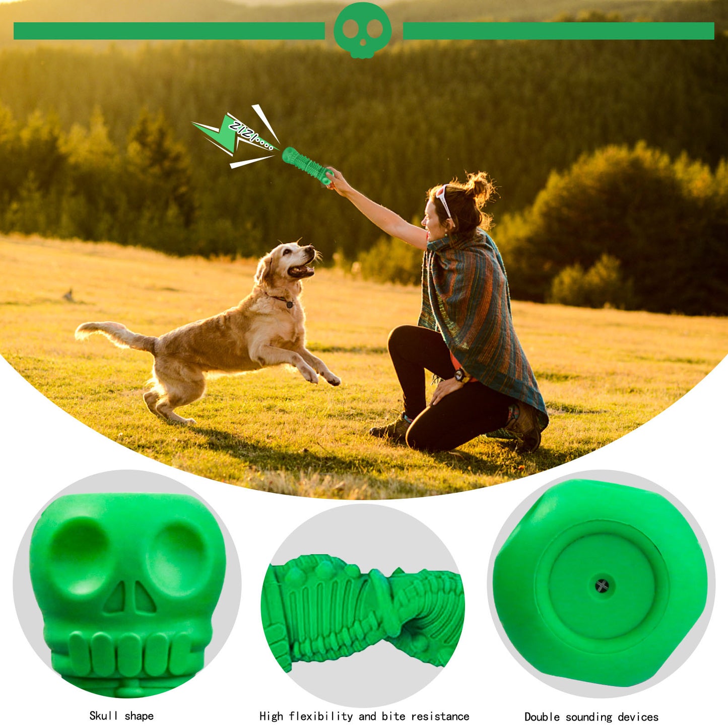 Dog Toothbrush Durable Milk Flavor Skull Dental Care Toys