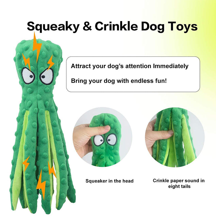 2 Pack Dog Octopus Squeaky Toys