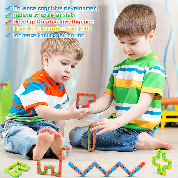 6Pcs Wacky Tracks Snap and Click Fidget Toys