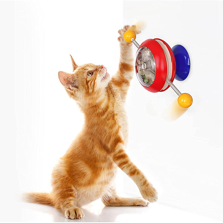 Windmill Cat Toy Balls, Interactive Cat Catnip Toy with Strong Suction Cup