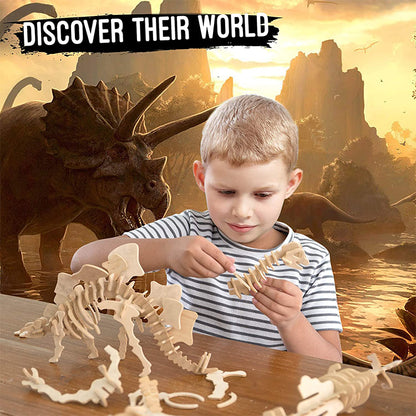 6 Piece 3D Wooden Dinosaur Puzzle Set