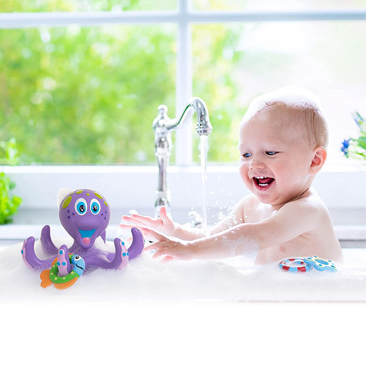Ring Octopus Children's Bath Toys With 5 Rings