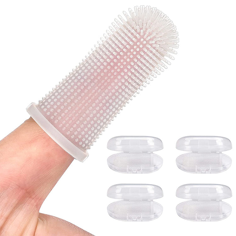4 Pack Silicone Stand Hair Finger Dog Toothbrushes