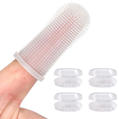 4 Pack Silicone Stand Hair Finger Dog Toothbrushes