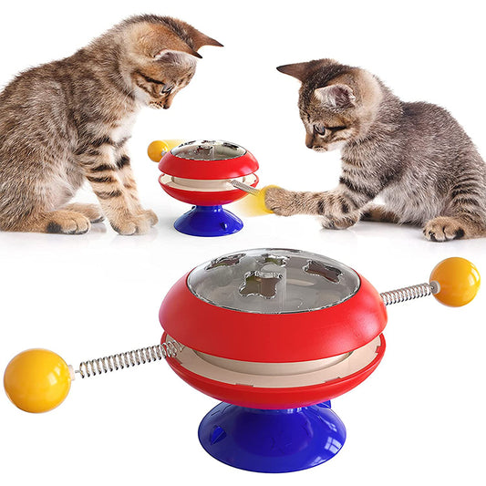 Windmill Cat Toy Balls, Interactive Cat Catnip Toy with Strong Suction Cup