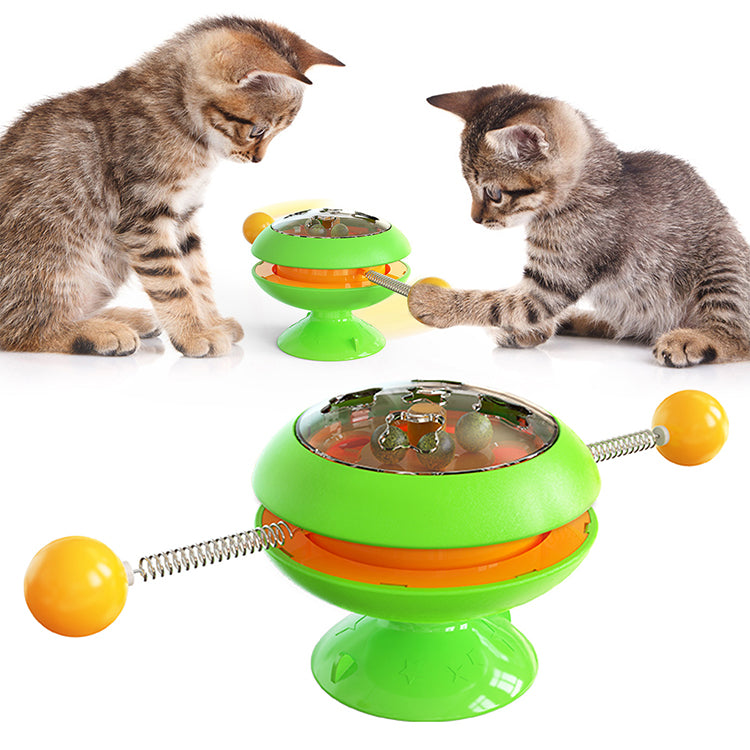 Windmill Cat Toy Balls, Interactive Cat Catnip Toy with Strong Suction Cup