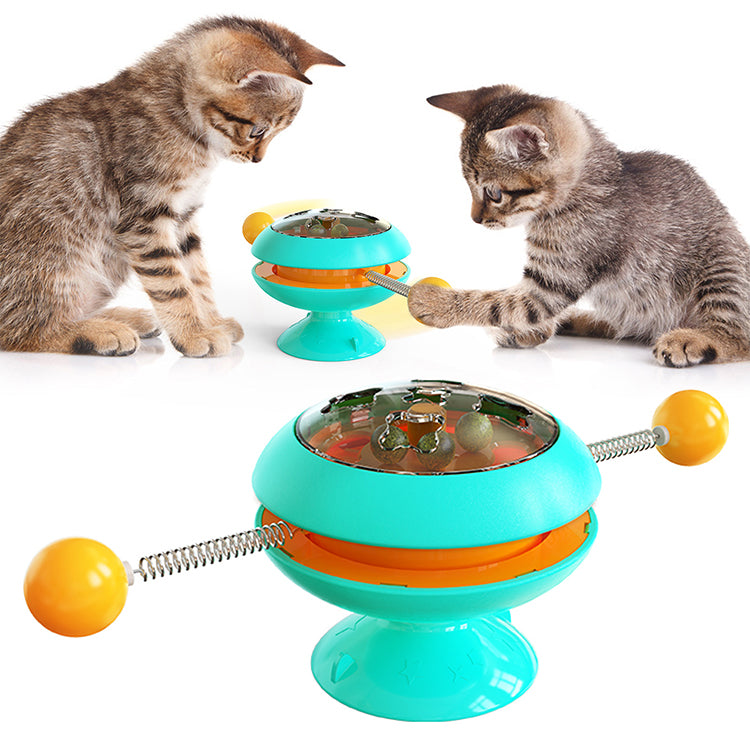Windmill Cat Toy Balls, Interactive Cat Catnip Toy with Strong Suction Cup
