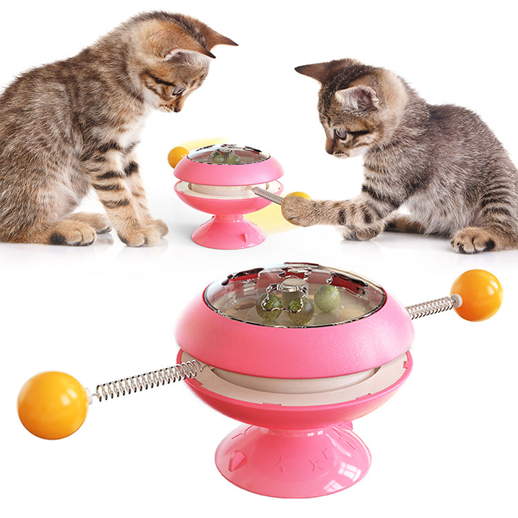 Windmill Cat Toy Balls, Interactive Cat Catnip Toy with Strong Suction Cup