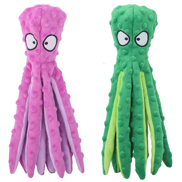 2 Pack Dog Octopus Squeaky Toys