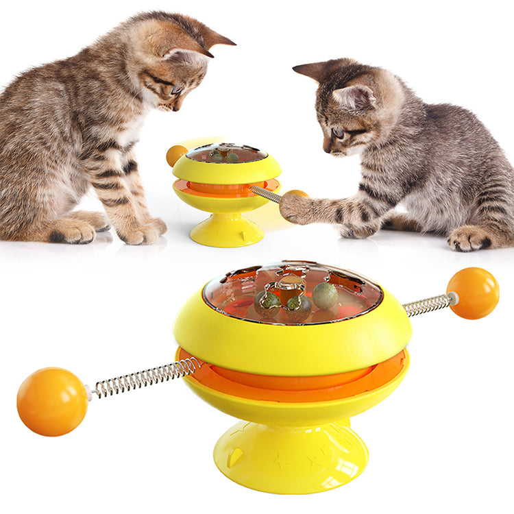 Windmill Cat Toy Balls, Interactive Cat Catnip Toy with Strong Suction Cup